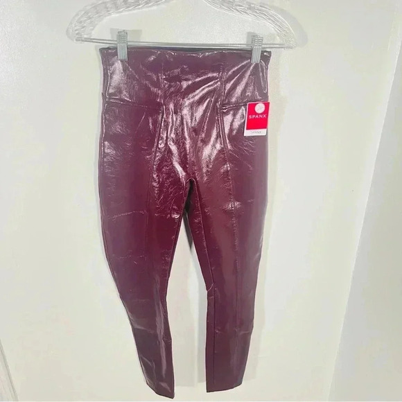 Spanx Faux Patent Leather Leggings Ruby Small Petite - Picture 5 of 8